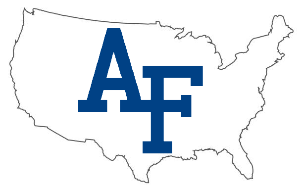 US map with AF logo inside it