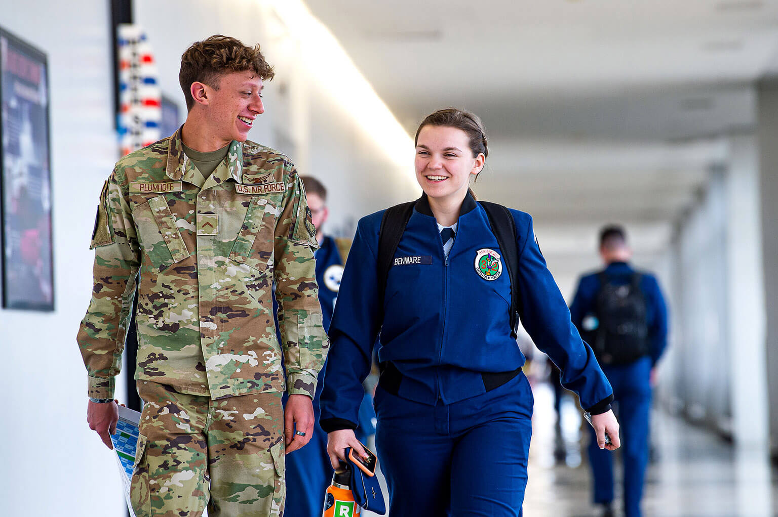 cadets walking in hallway