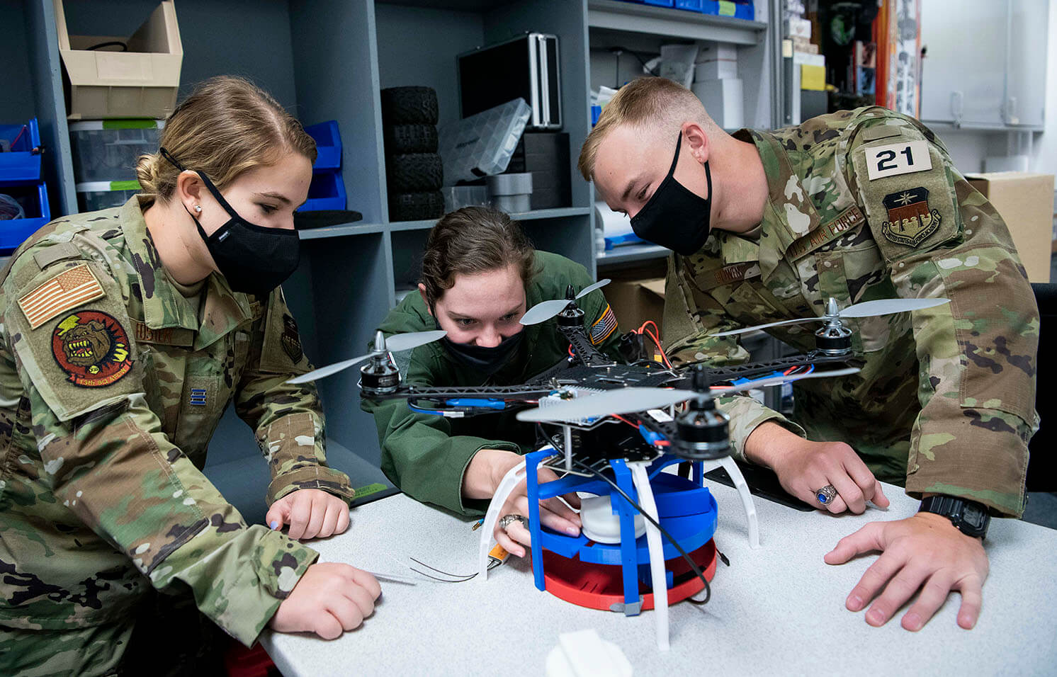 Cadets working with drone