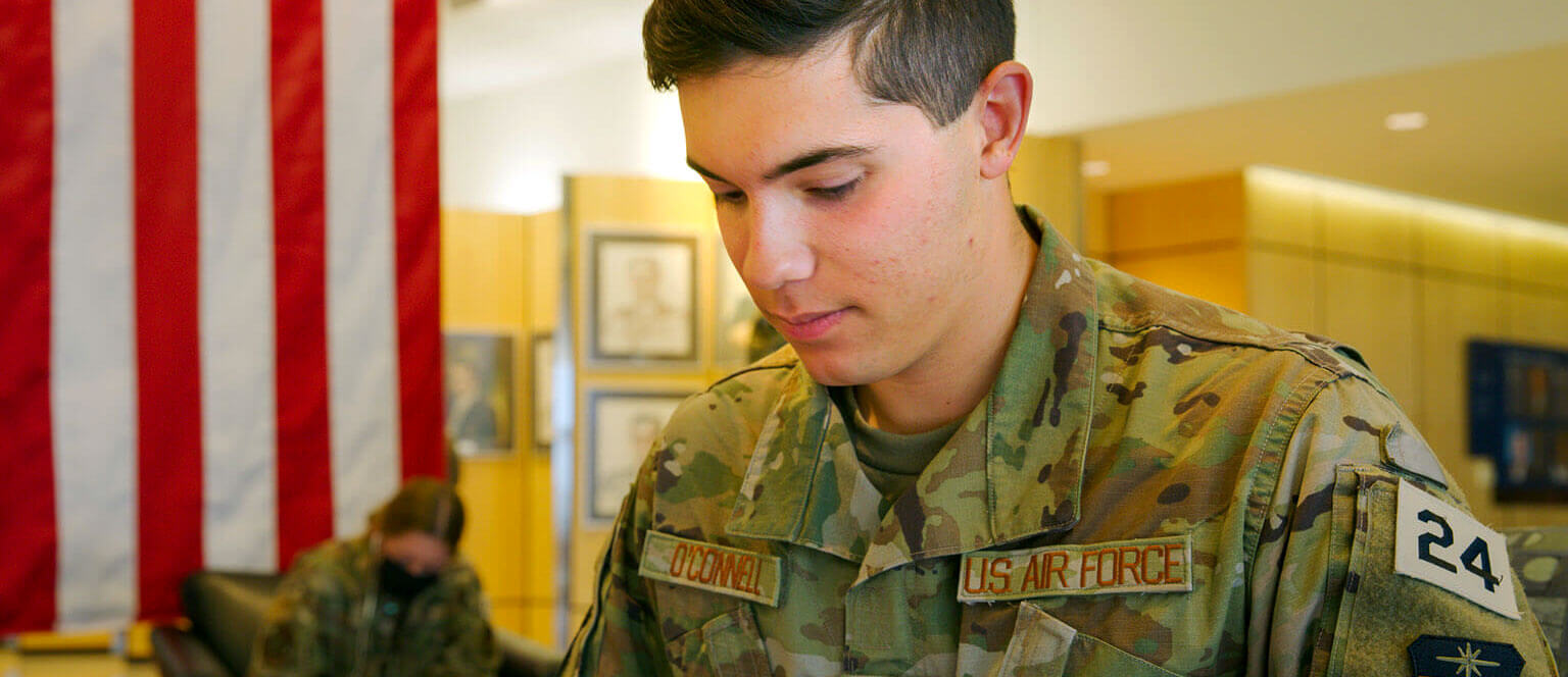 Cadet studying