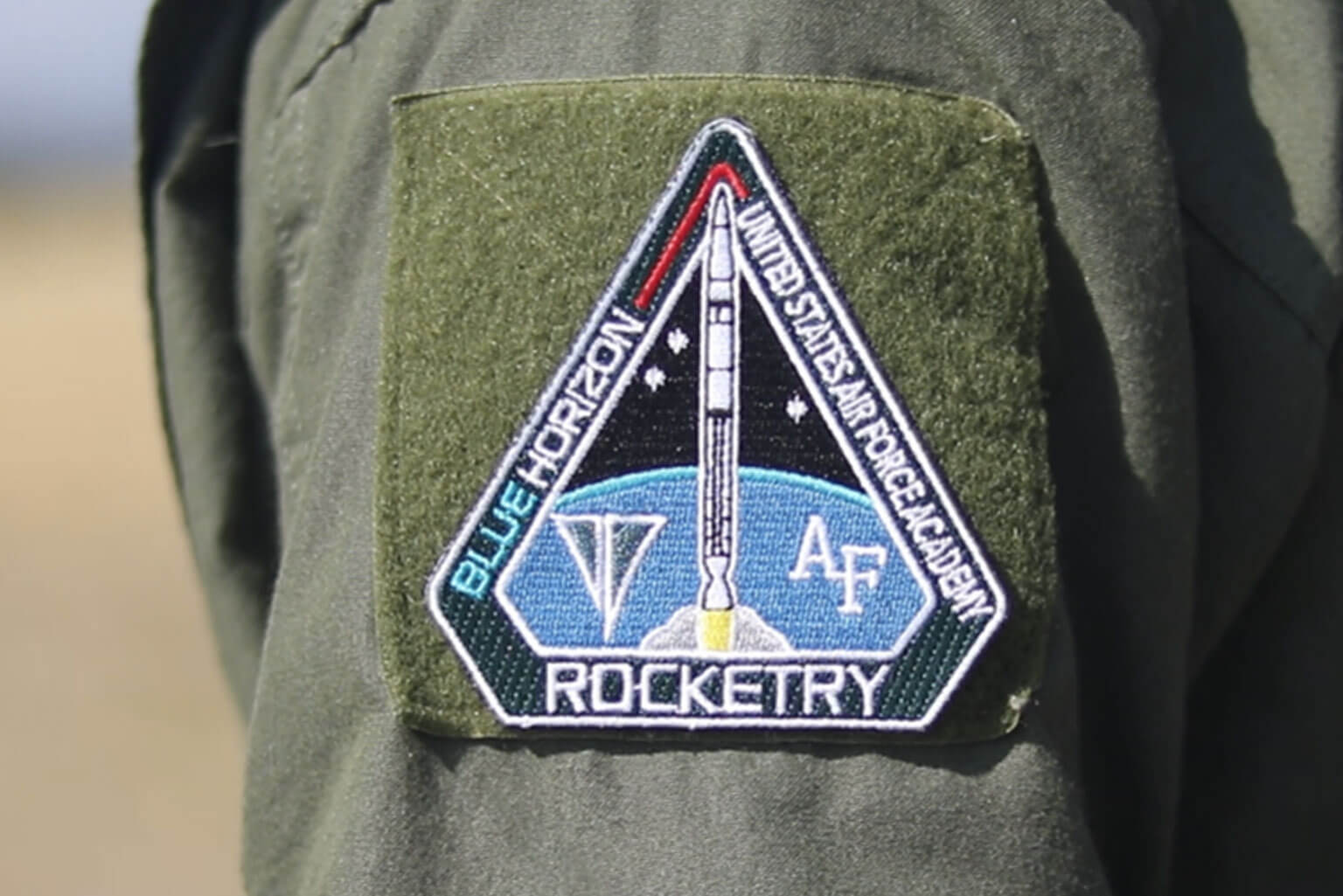 A club patch for Blue Horizon rocketry at the U.S. Air Force Academy.