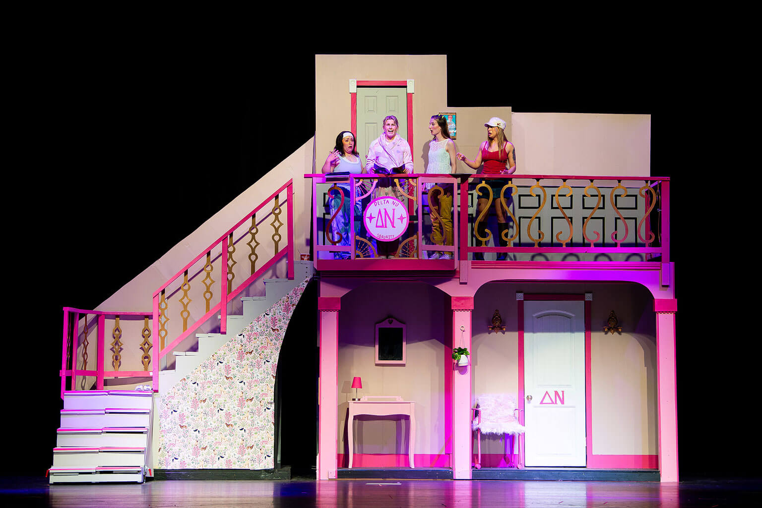 Members of the Bluebards Theatre Troupe rehearse “Legally Blonde: The Musical” at the Arnold Hall Theatre, U.S. Air Force Academy.