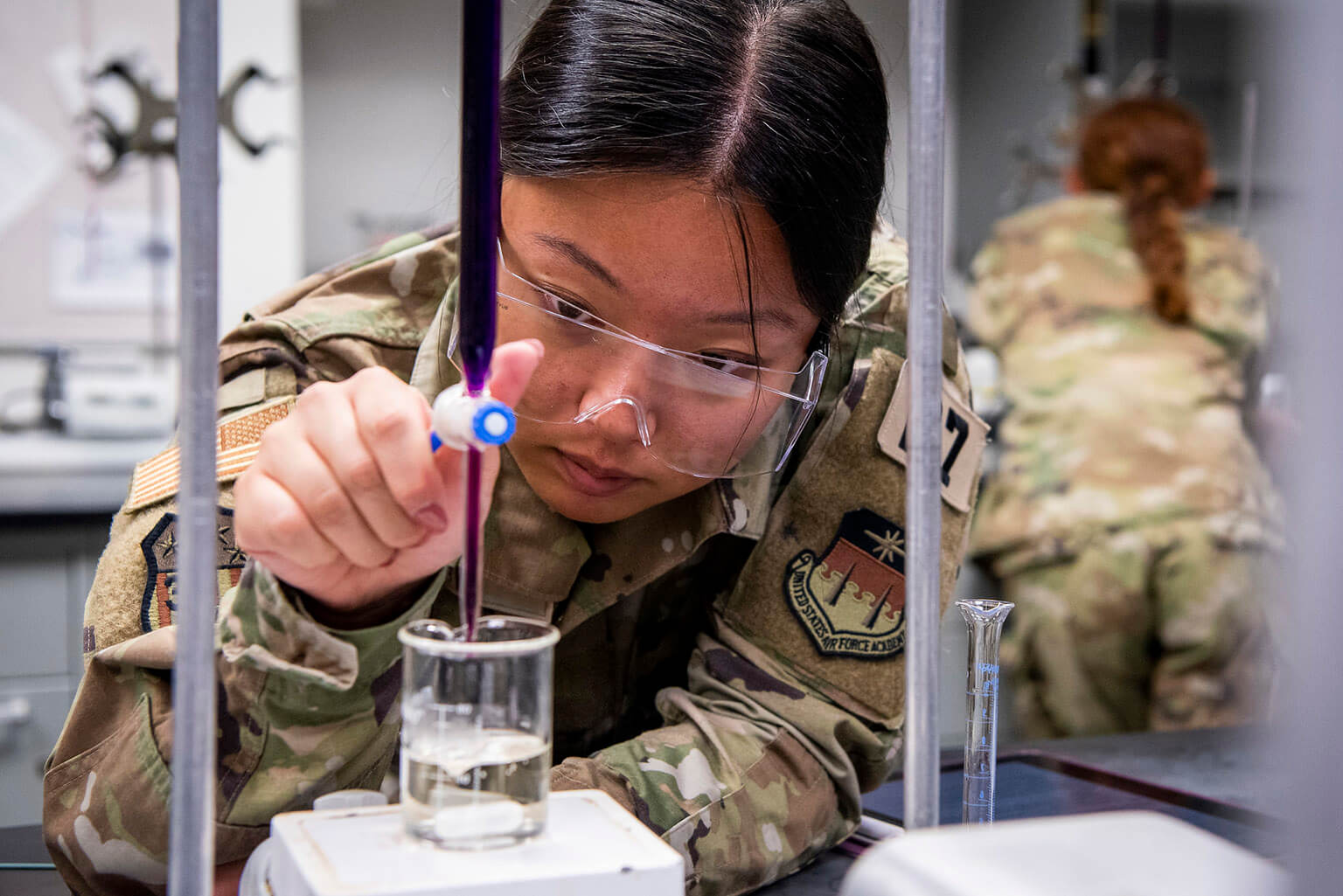 Cadet in chemistry lab