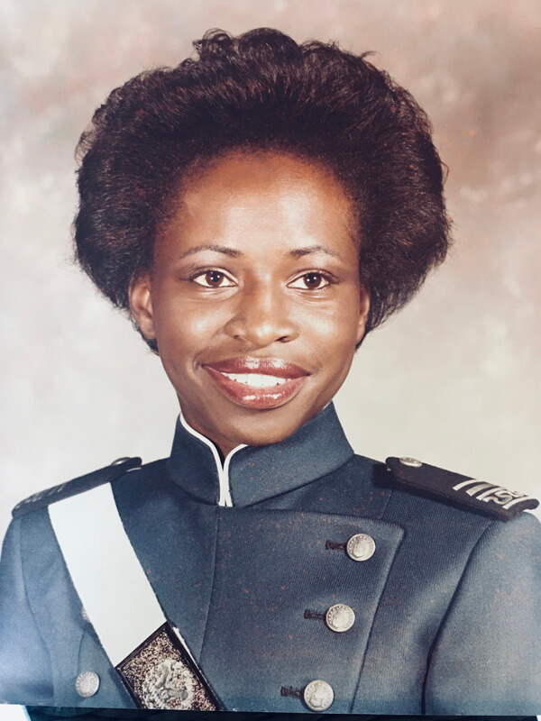 Gail Colvin, a retired colonel and director of staff at the U.S. Air Force Academy, seen in picture as senior cadet.