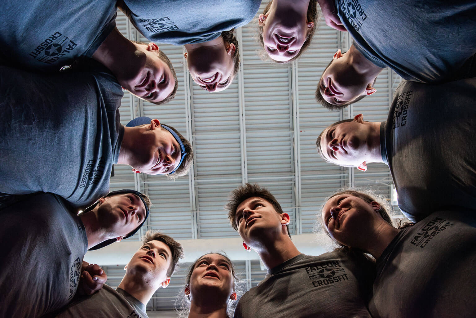 Cadets stop for a photo while training for the Falcon CrossFit Club.