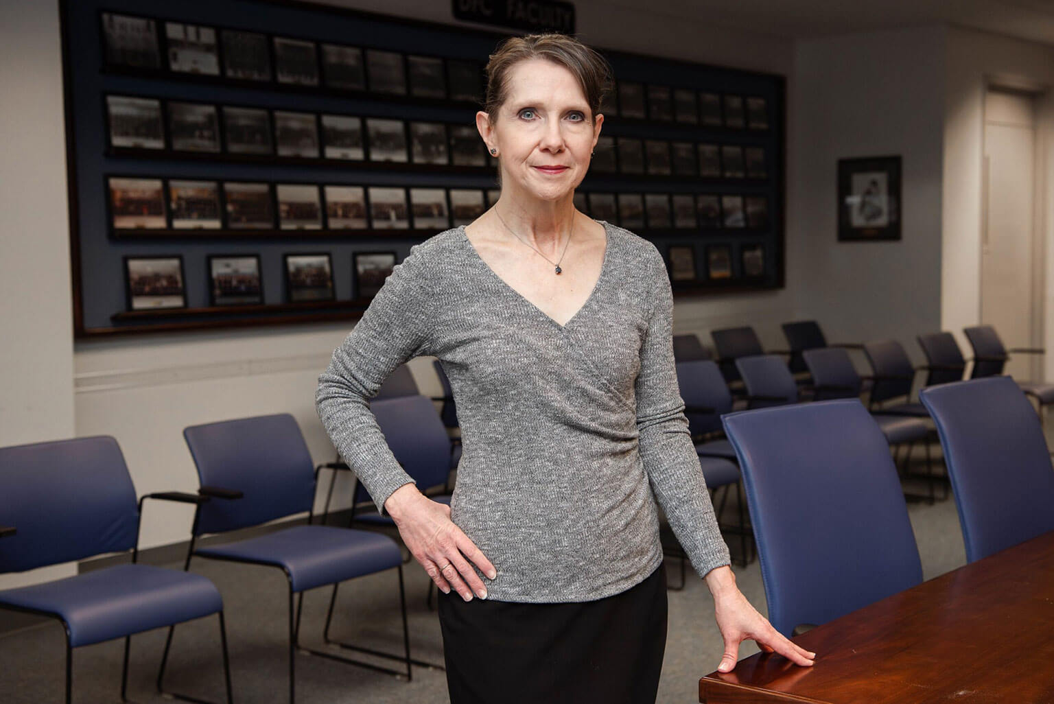 Dr. Kimberly Gardner, U.S. Air Force Academy associate chemistry professor, poses for a photo in a conference room on the Academy campus in Colorado Springs Jan. 21, 2024.