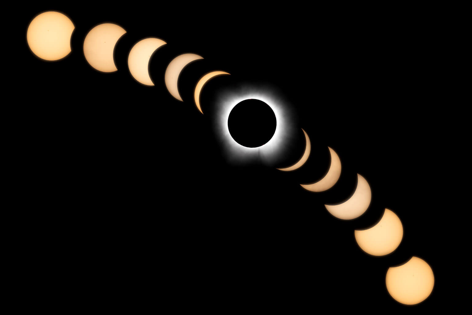 Cadet 1st Class Brandon Lindner time-lapse photography captures the phases of the total solar eclipse in Texas.