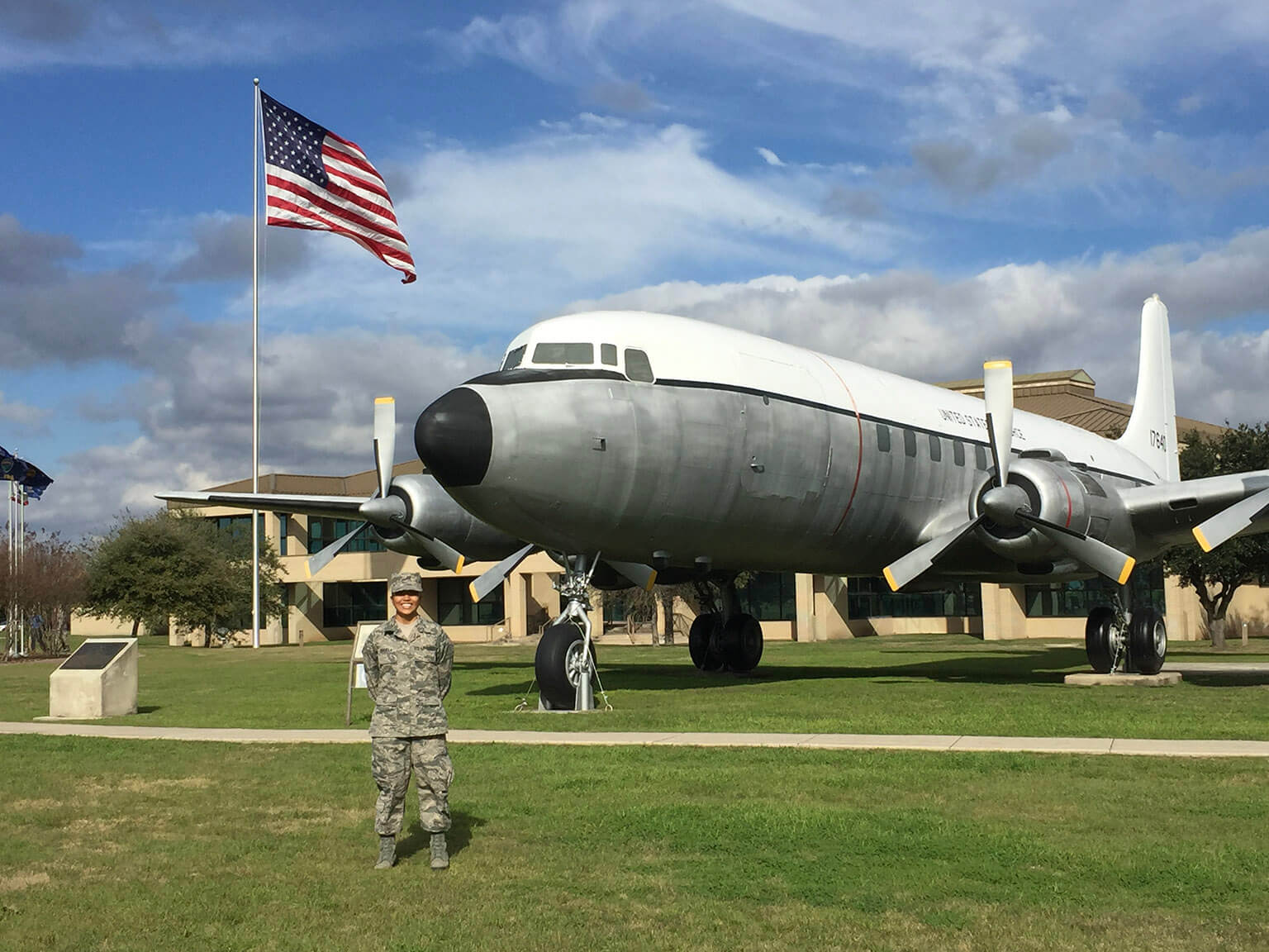 Cadet 1st Class Kiana Baruela pictured here as an Airman first class at Joint Base San Antonio-Lackland, Texas