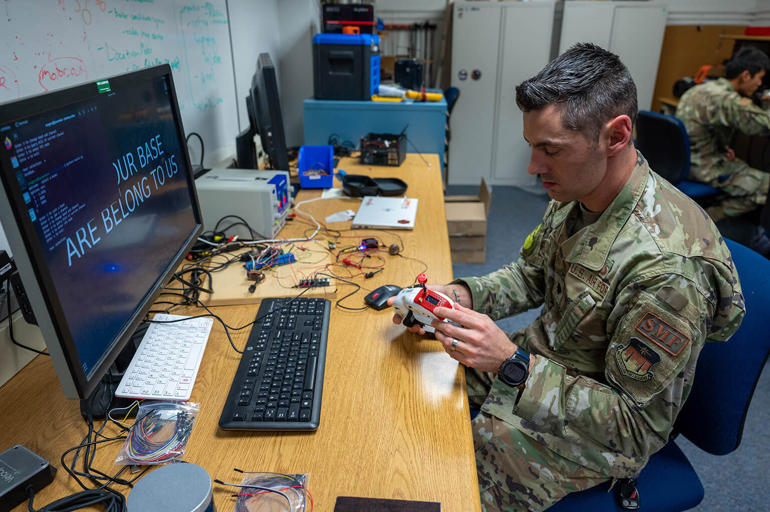 Lt. Col. Neil Rogers verifies the proper wiring and operation