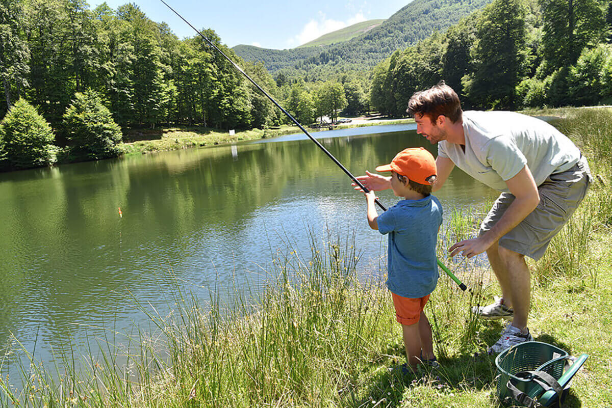 Man and child fishing