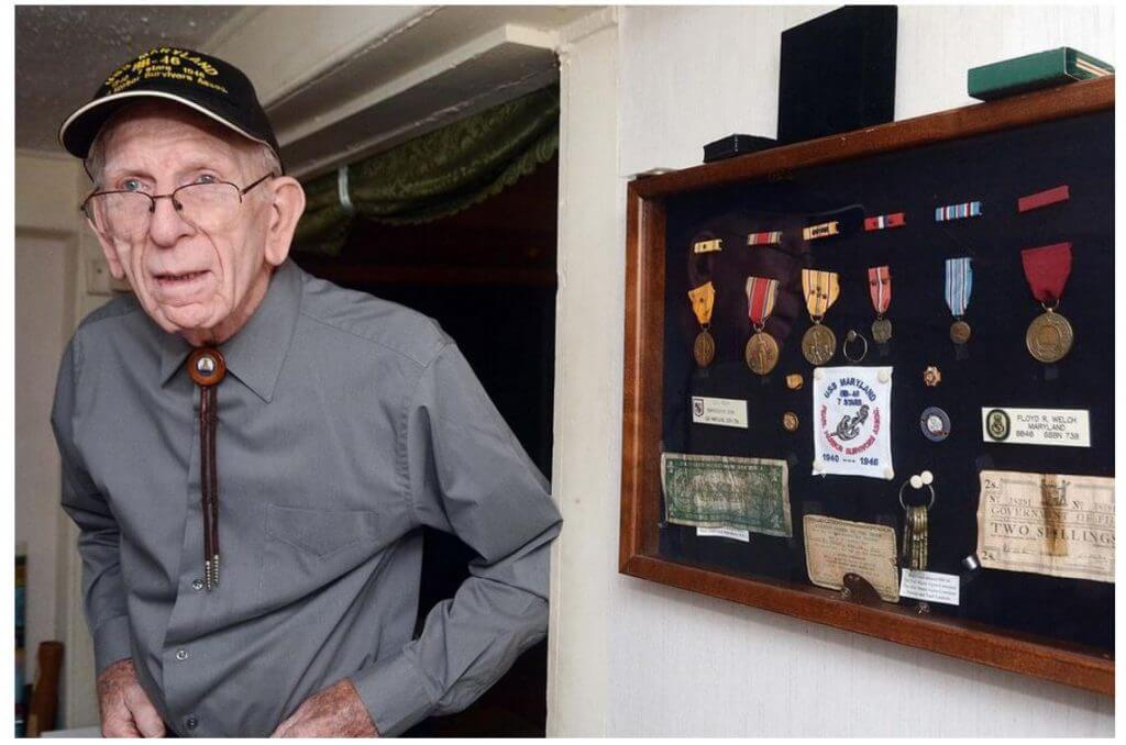 Floyd Welch with medals