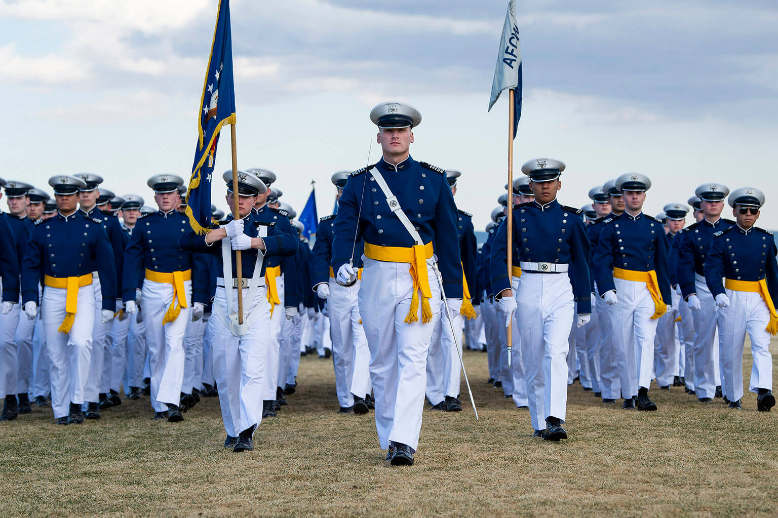 Cadets in formation at founders Day