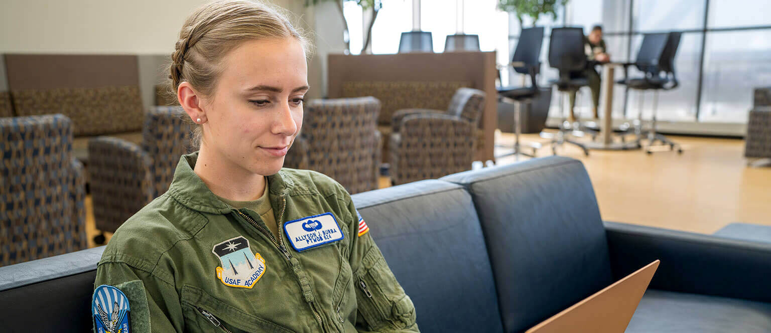 Cadet with laptop computer