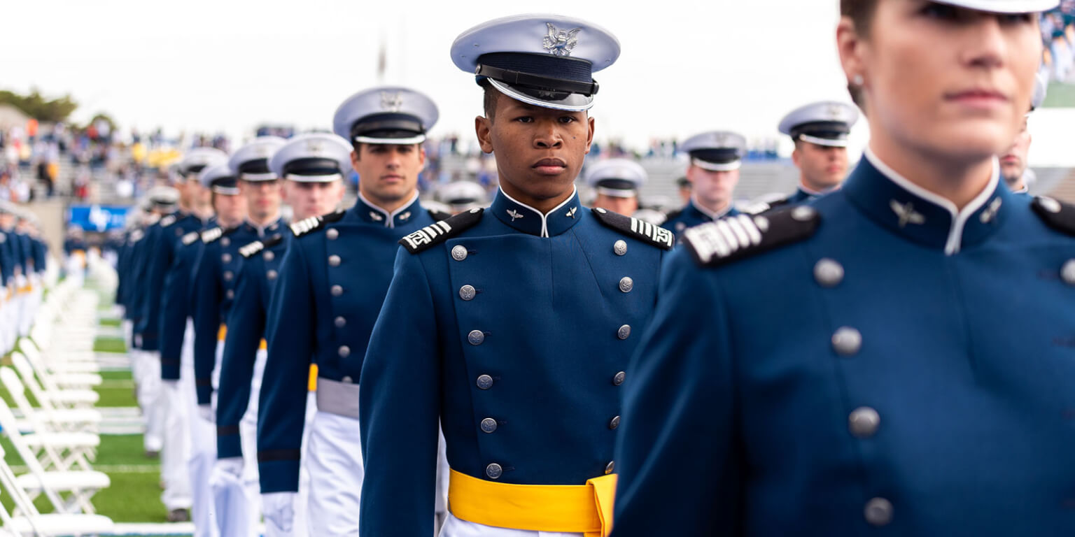 image of Cadets marching into graduation ceremony.