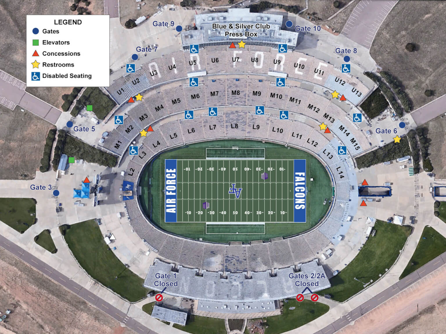 Diagram of Falcon Stadium
