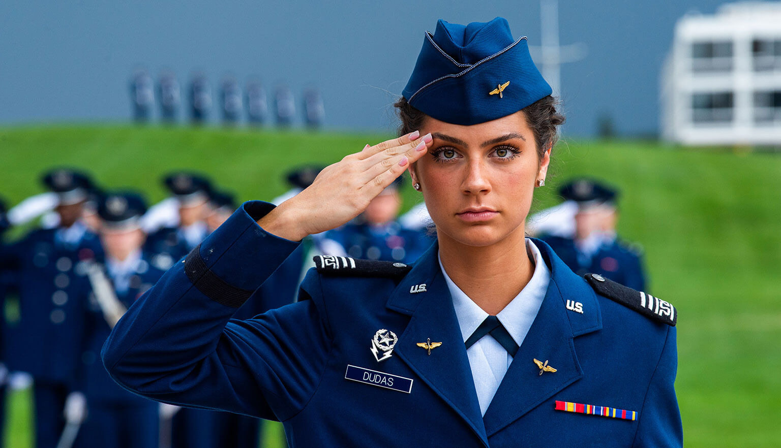 Cadet saluting