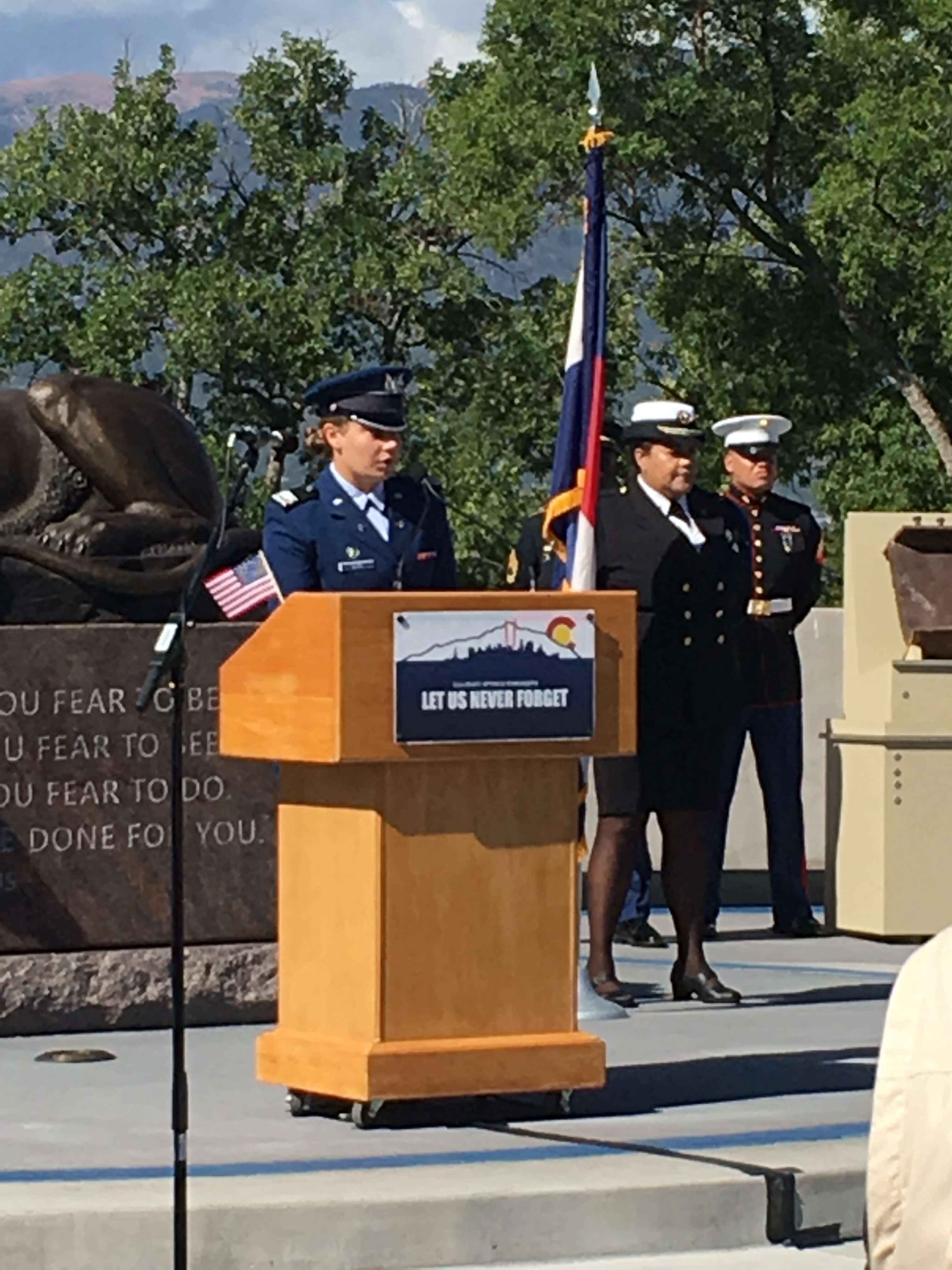 Academy cadet Hanna Born at podium