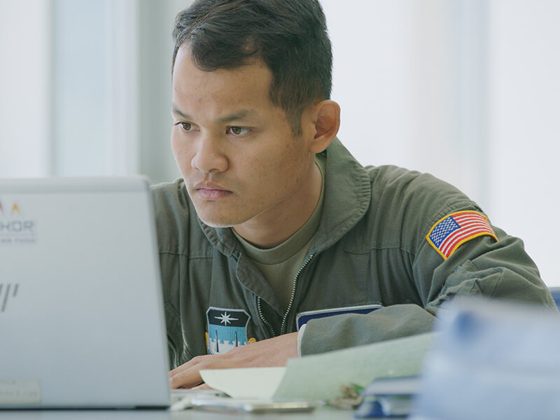 Image of a cadet studying.