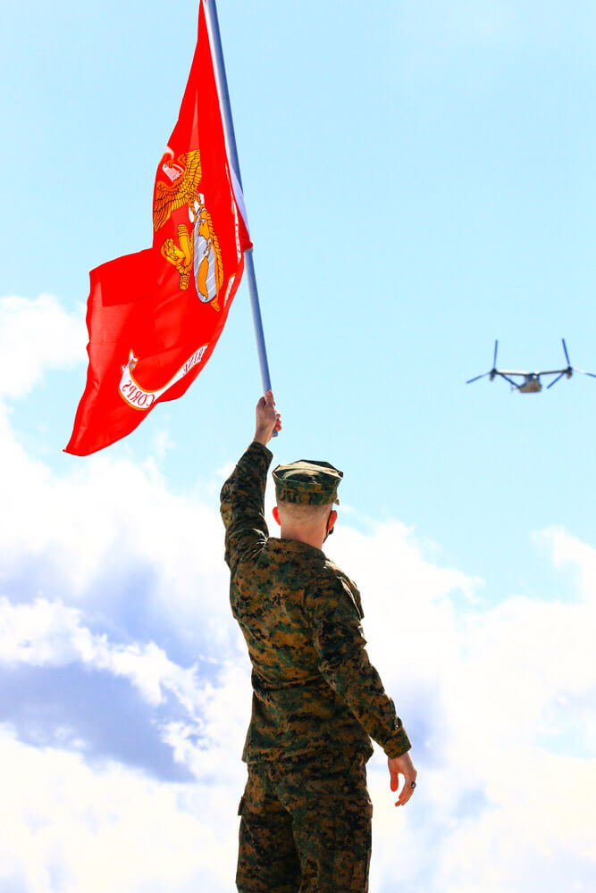 soldier with flag