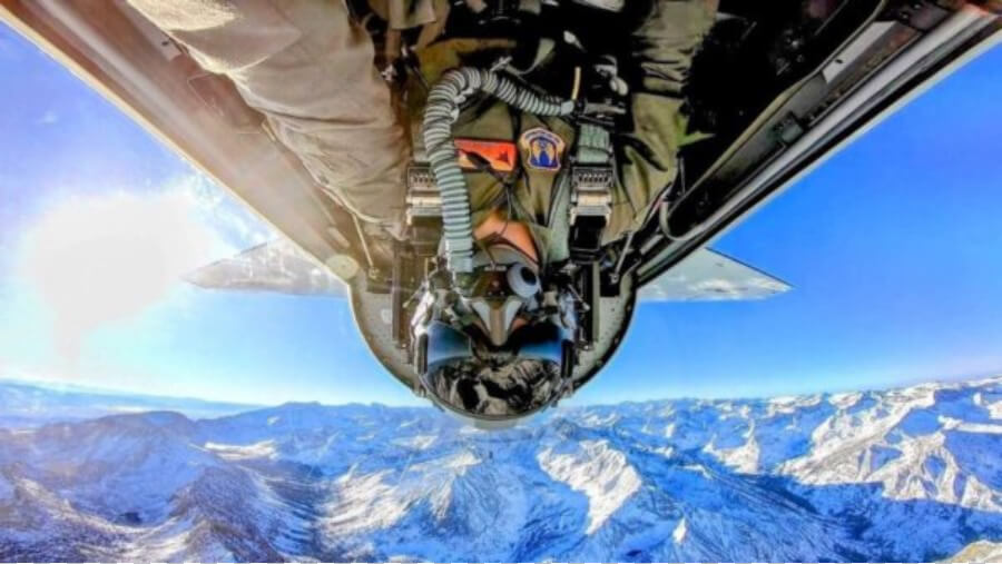 1st Lt. Abraham Eaton goes inverted on a T-38 test flight