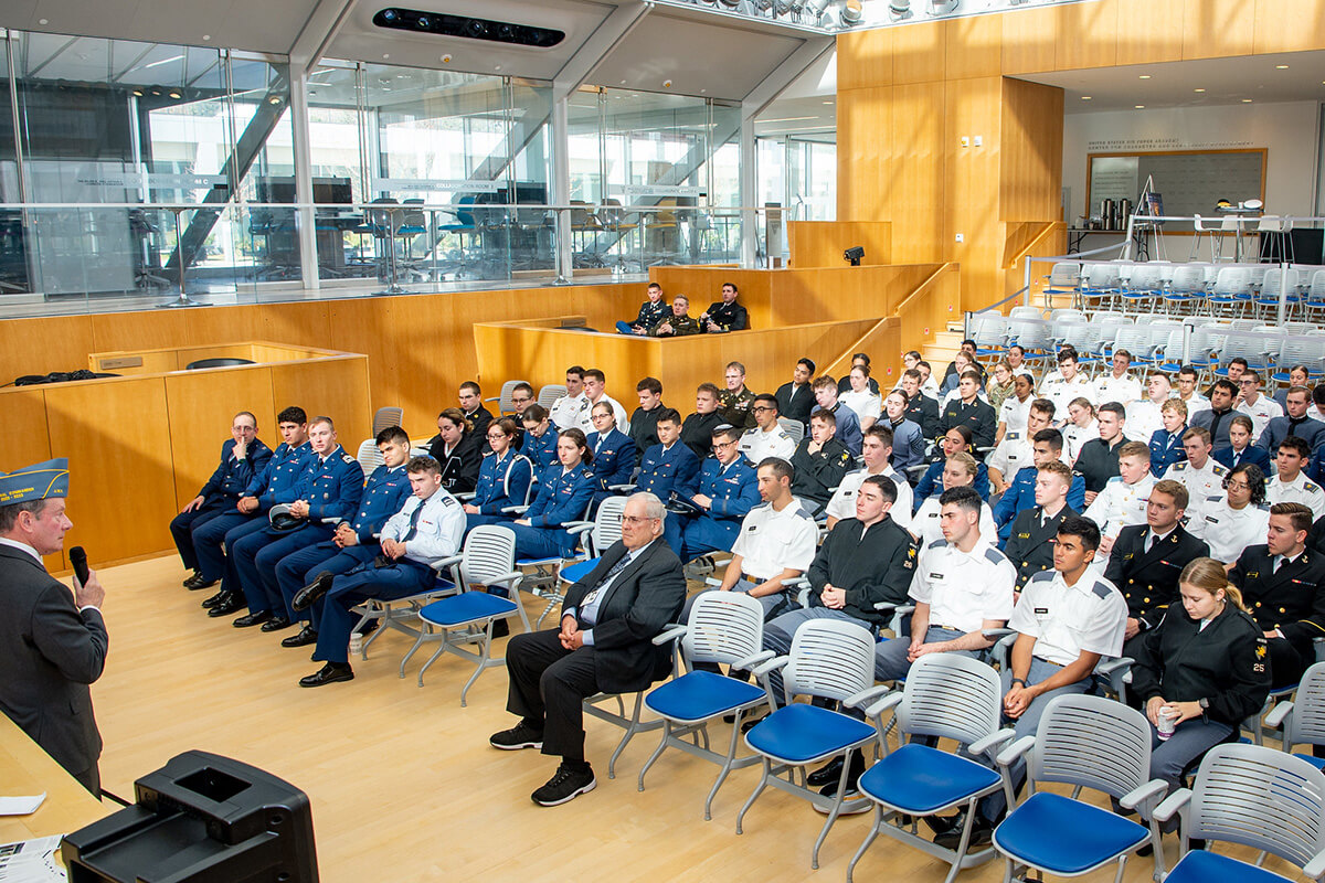 A speech during the Jewish Warrior Weekend.