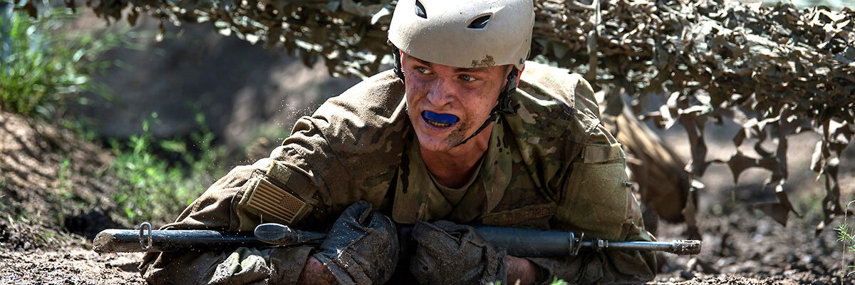 Image of basic cadet in training.