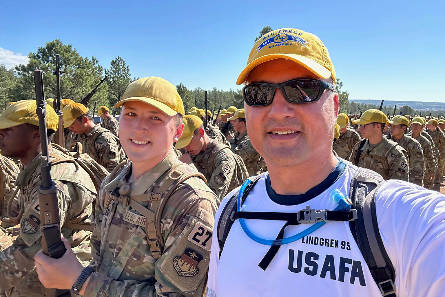 Cadet Kai Lindgren returns from Basic Cadet Training at Jacks Valley with his father, Dr. Kjell Lindgren