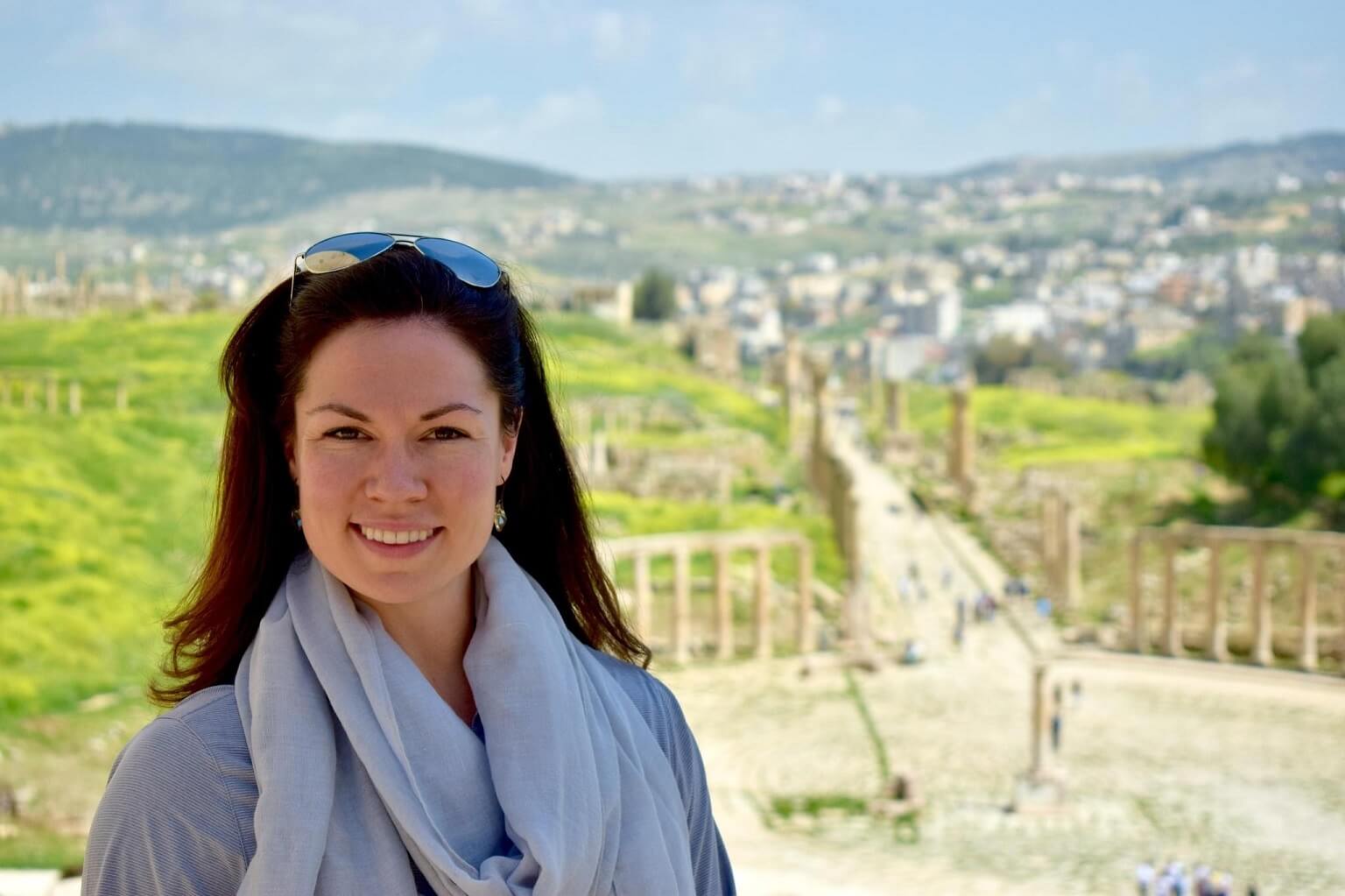 Major Jessica Gronert, USAFA Class of 2009, in Jerash, Jordan.