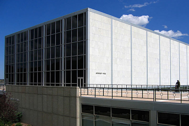 a view of the western face of Arnold Hall.