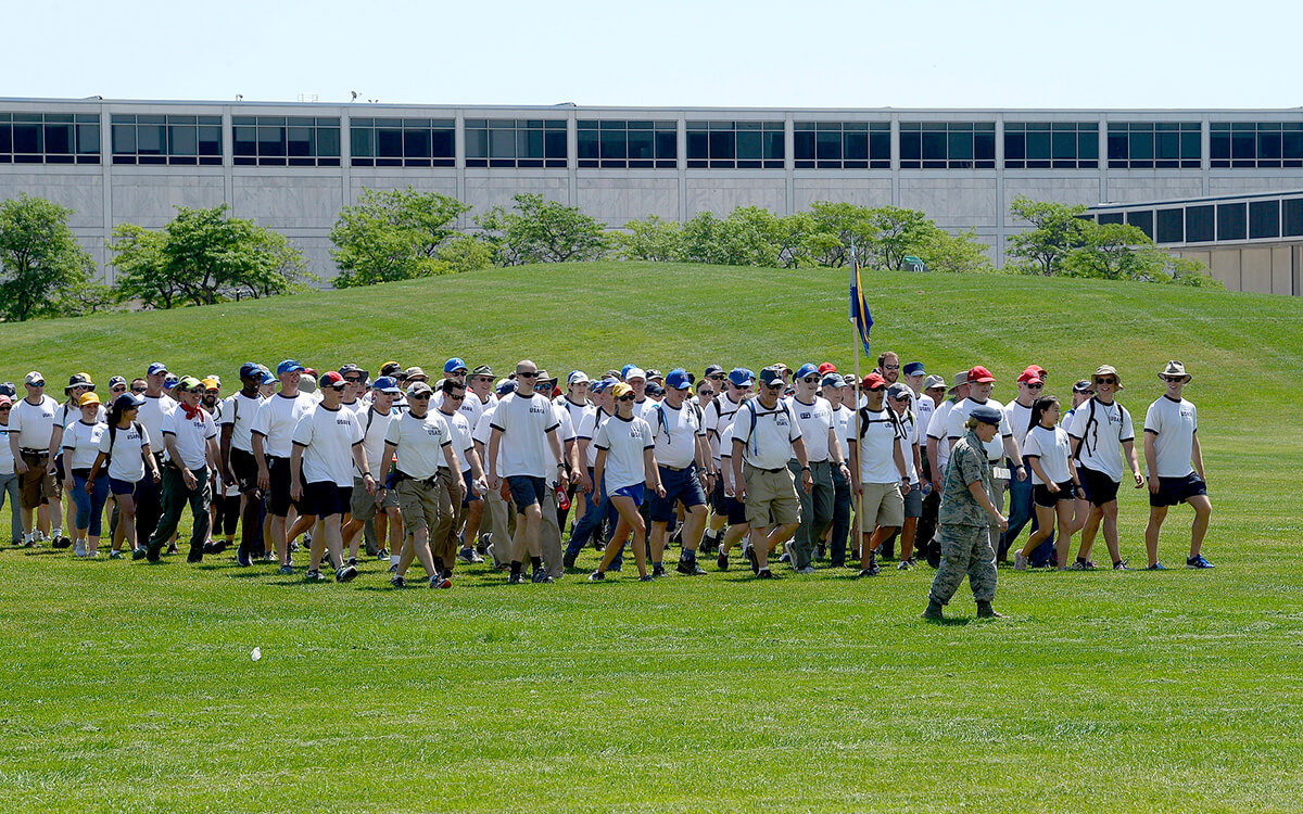 A group of Academy Alumni gathered to join BCT Cadets in the march back from Jack's Valley.