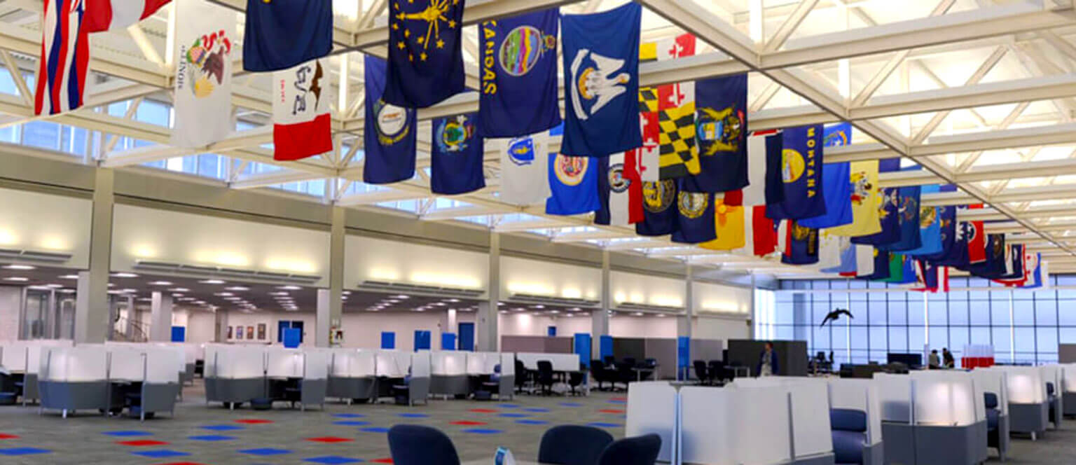 Interior of the McDermott library.