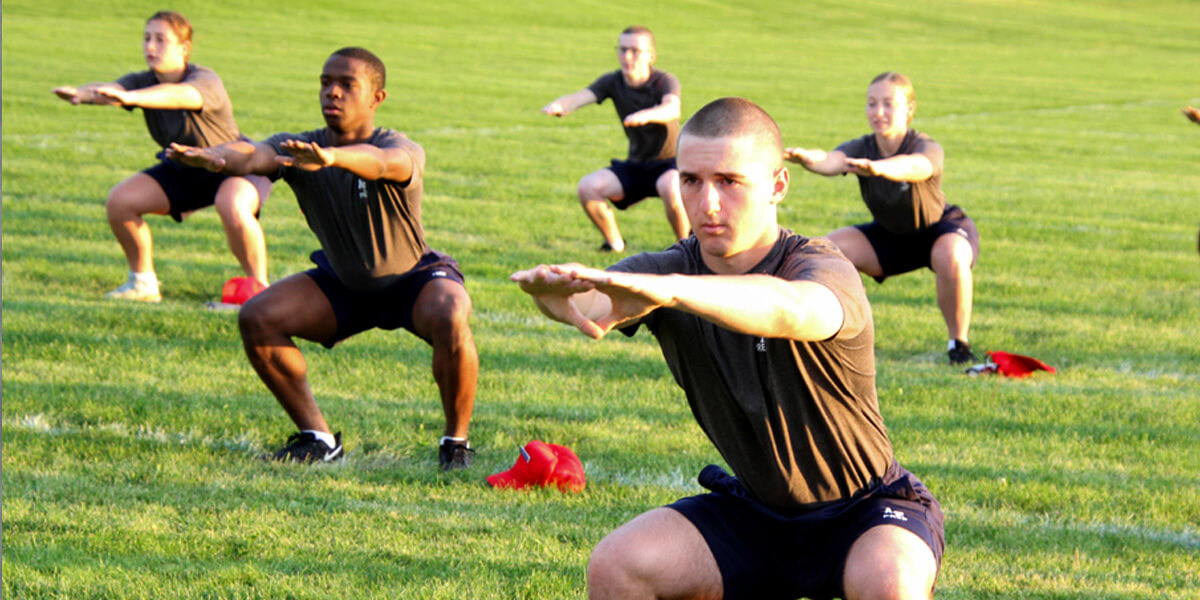 Image of cadet candidates working out.