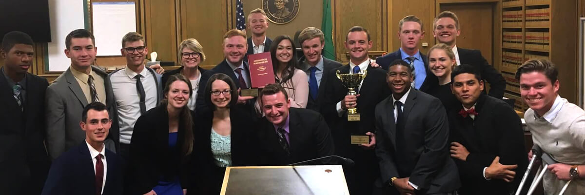 Image of the Mock Trial Team during a competition.