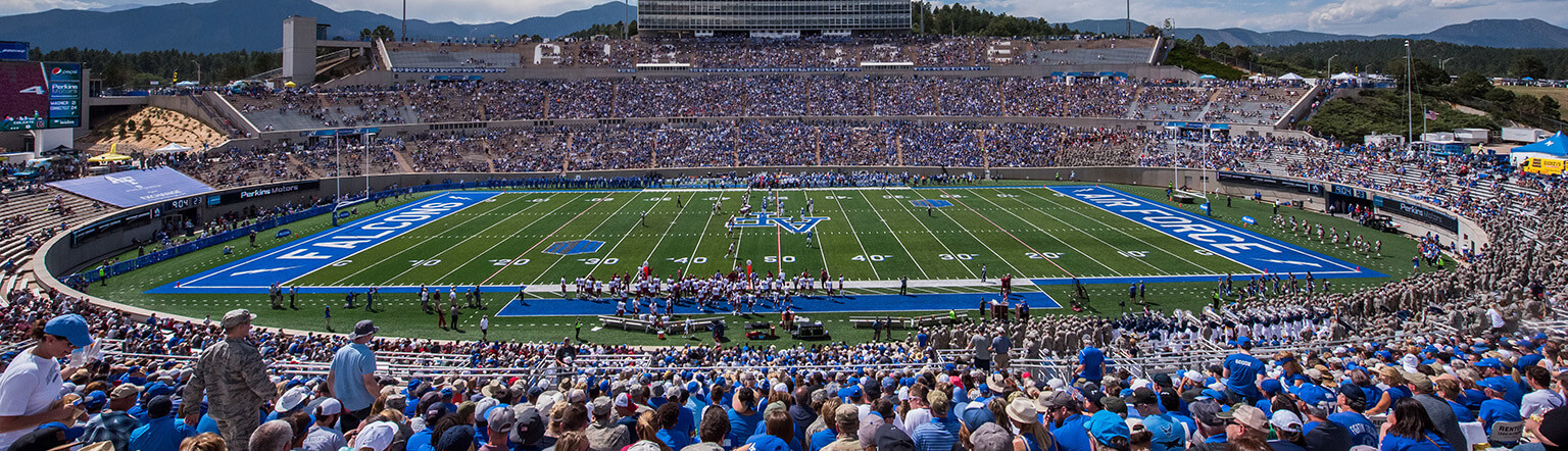 View of stadium during football game