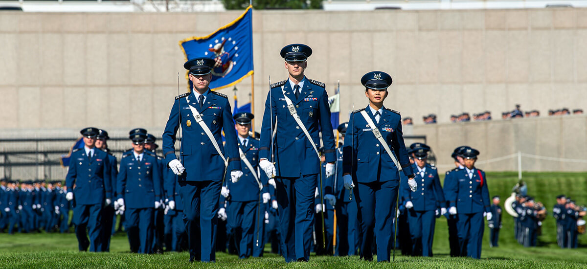 A cadet parade at Stillman Field.