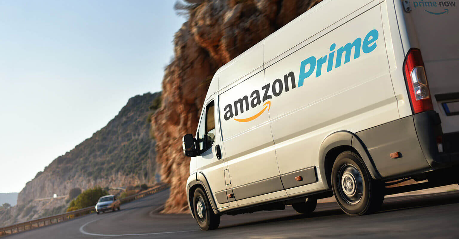 Amazon truck on road