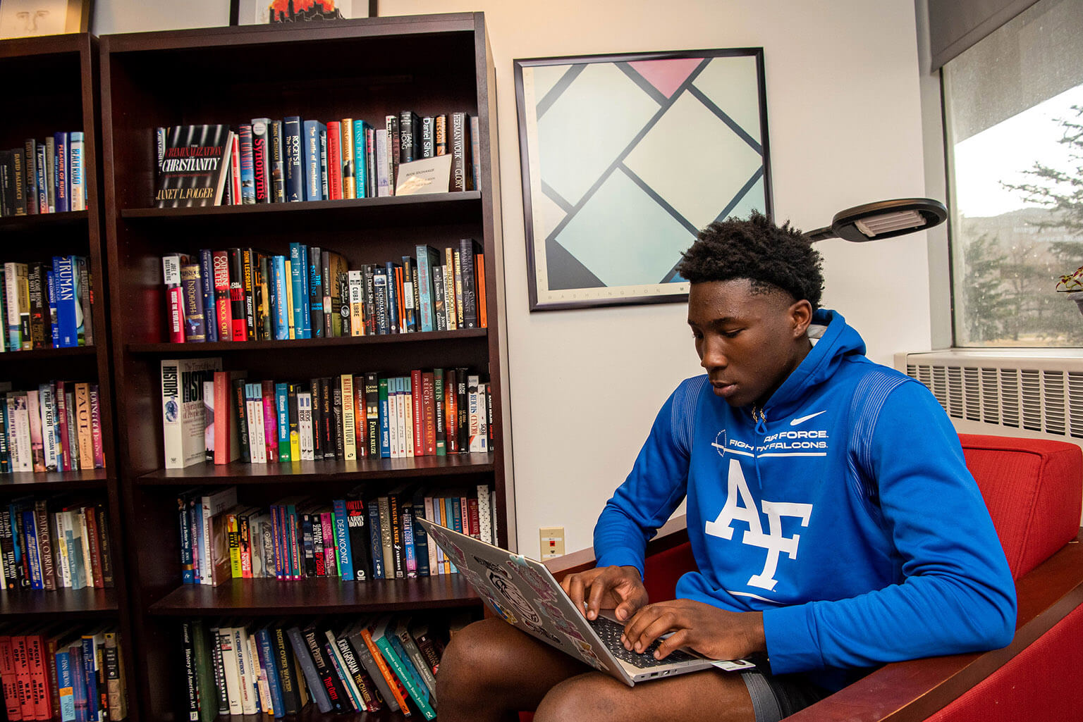 cadet in library