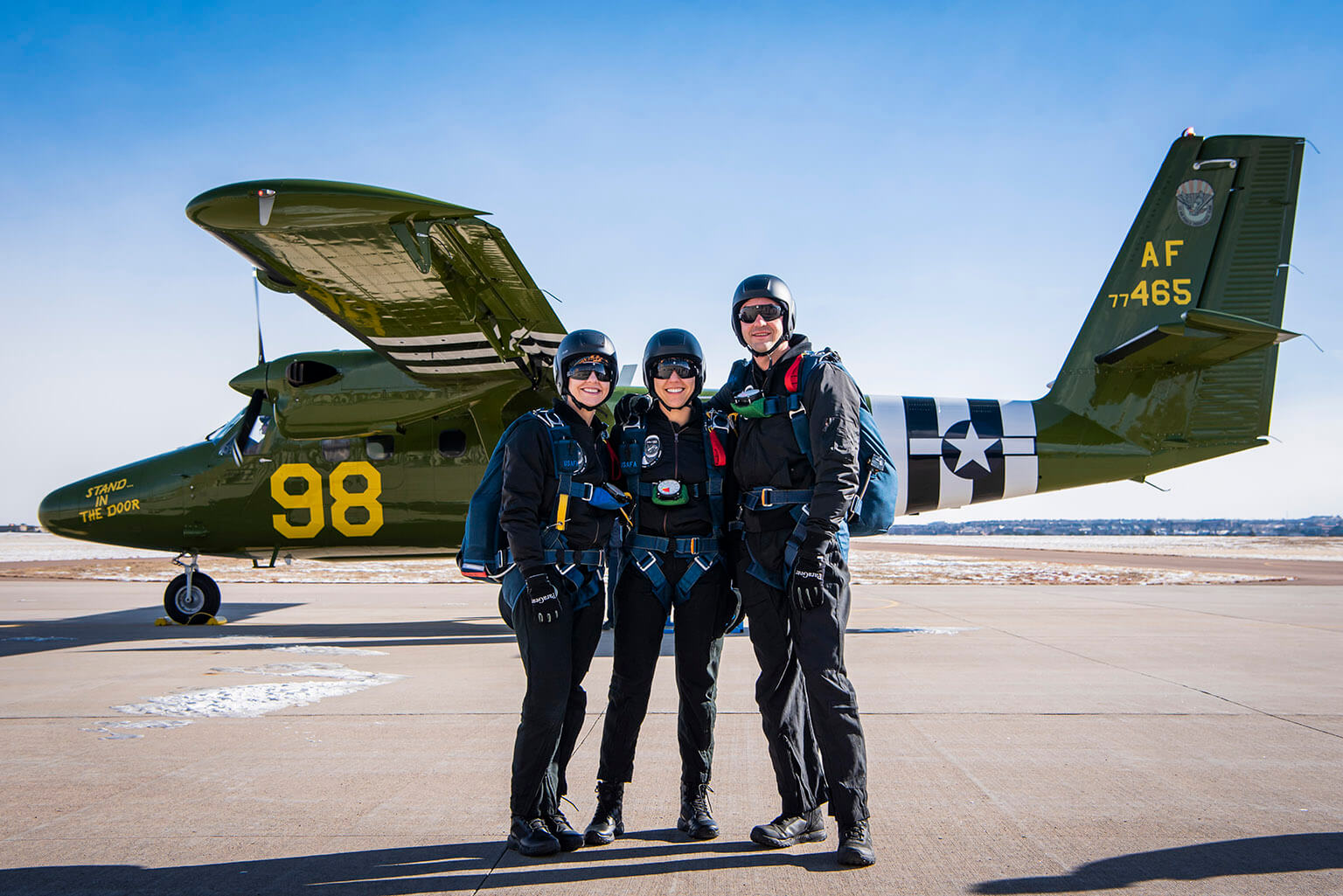 Members of the Polaris Dawn crew including Mission Specialist Sarah Gillis, Medical Officer Anna Menon and Mission Commander Jared Isaacman 