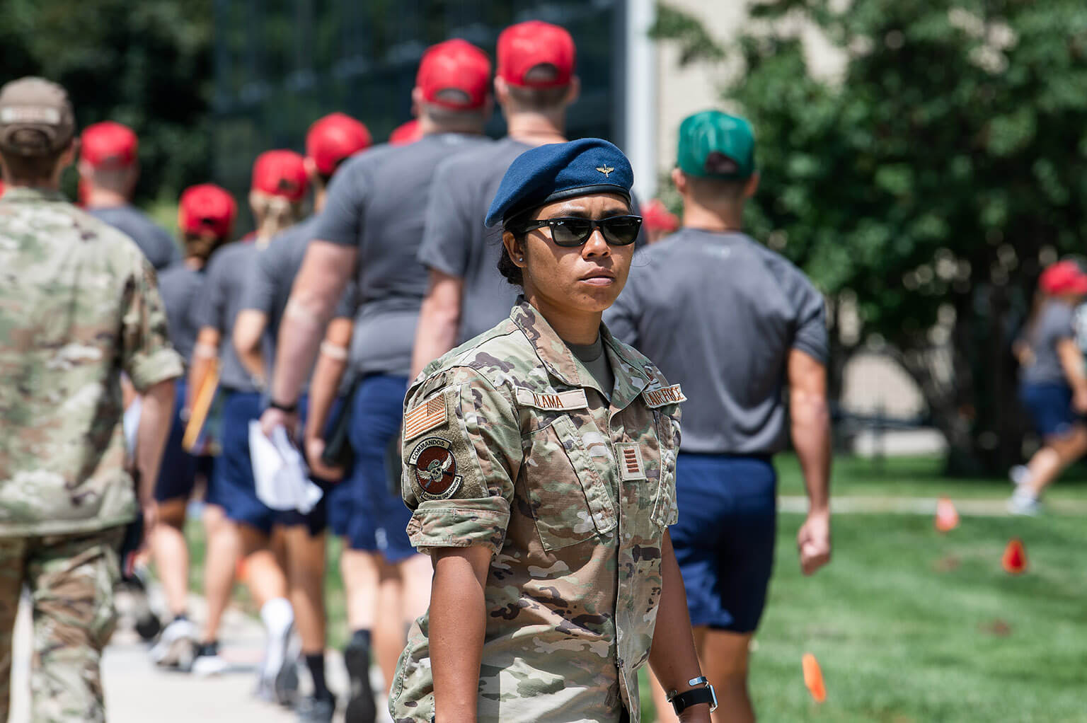 Cadet observing cadet candidates arriving at Prep School