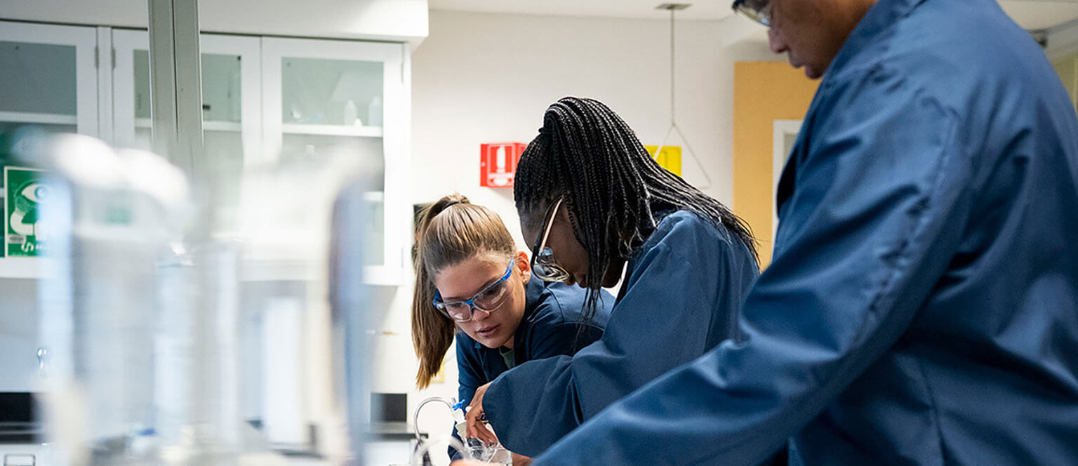 Image of cadet candidates working on a science project.