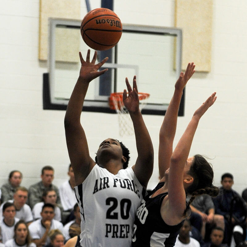 Cadet-Candidates playing basketball for the Prep School