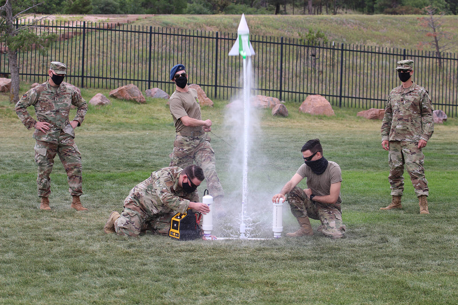 Cadets launching small rocket as part of Space Force detachment