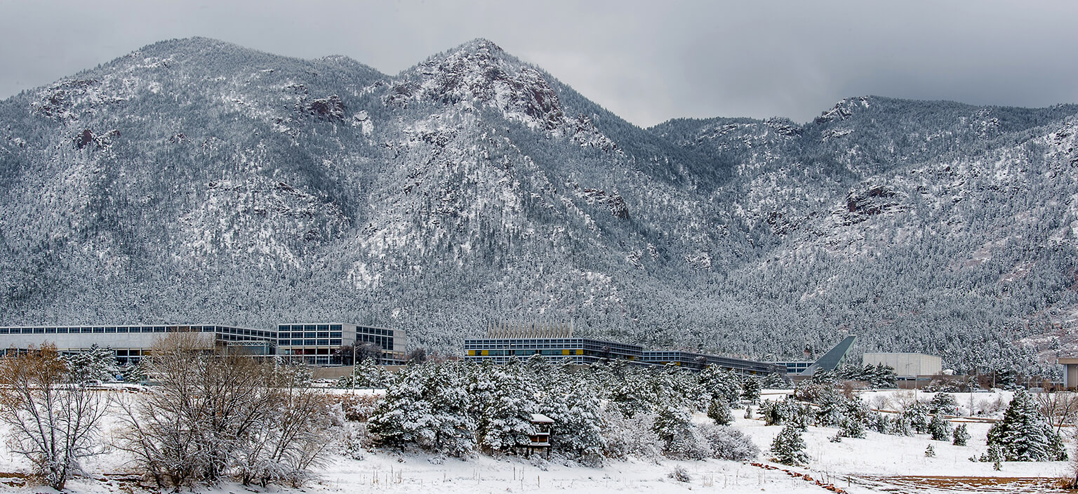 Air Force Academy with snow