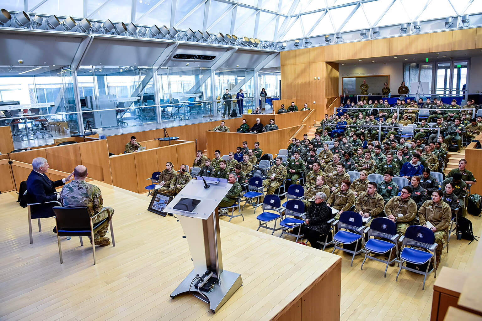 Cadets participate in the inaugural Strategy and Warfare Center Symposium in Polaris Hall 