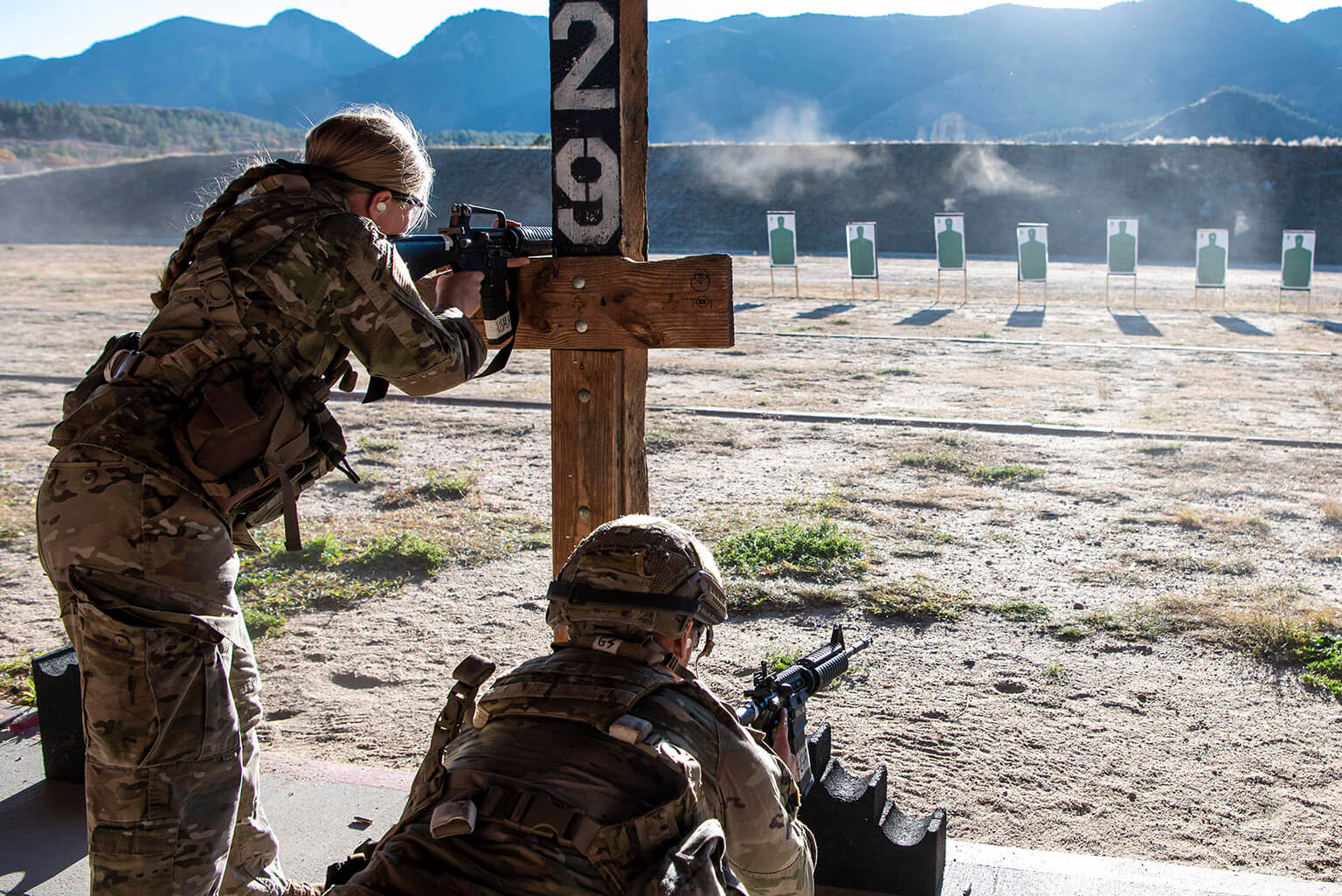 Cadets practice marksmanship at the Academy’s firing range