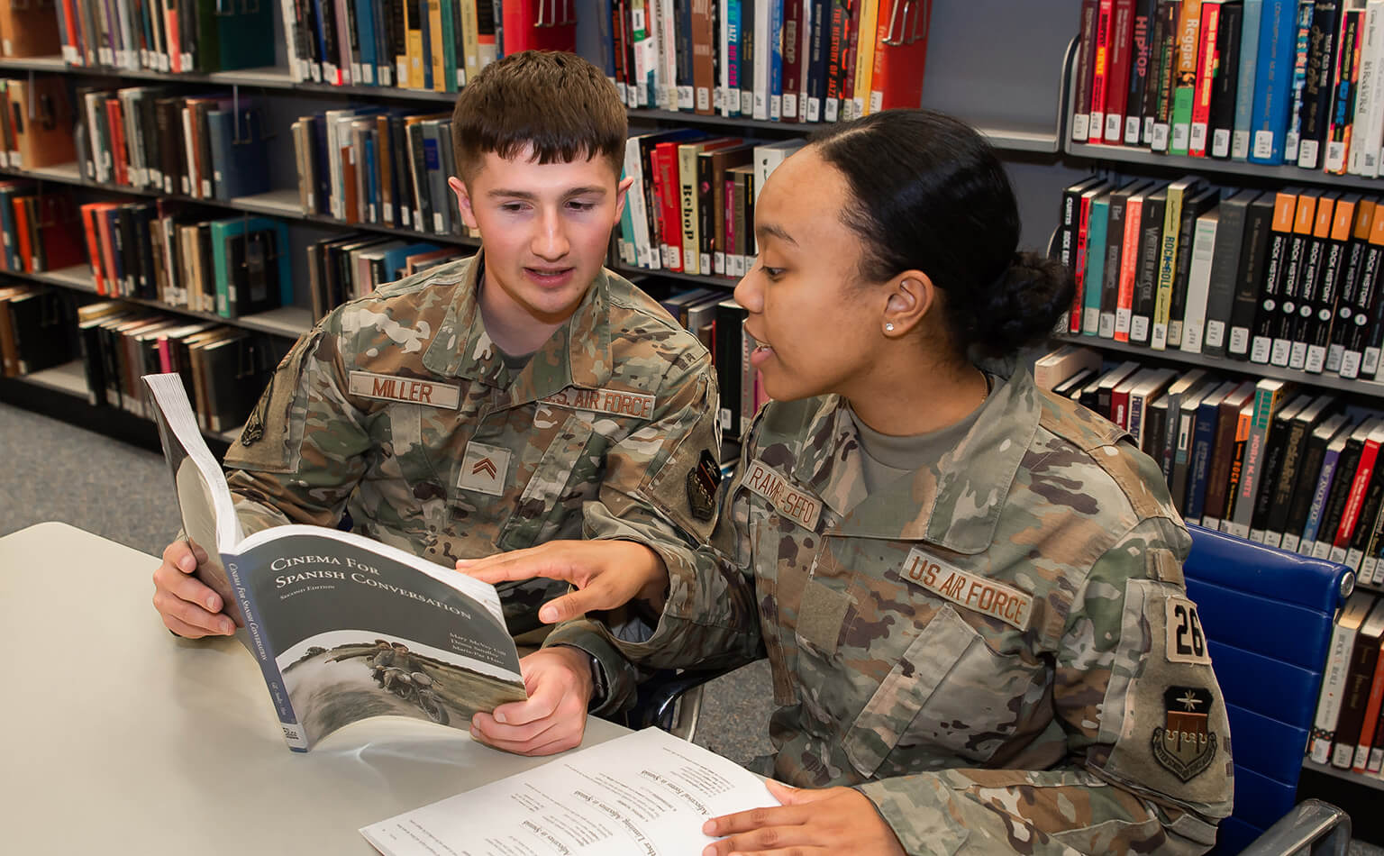 Cadets in library