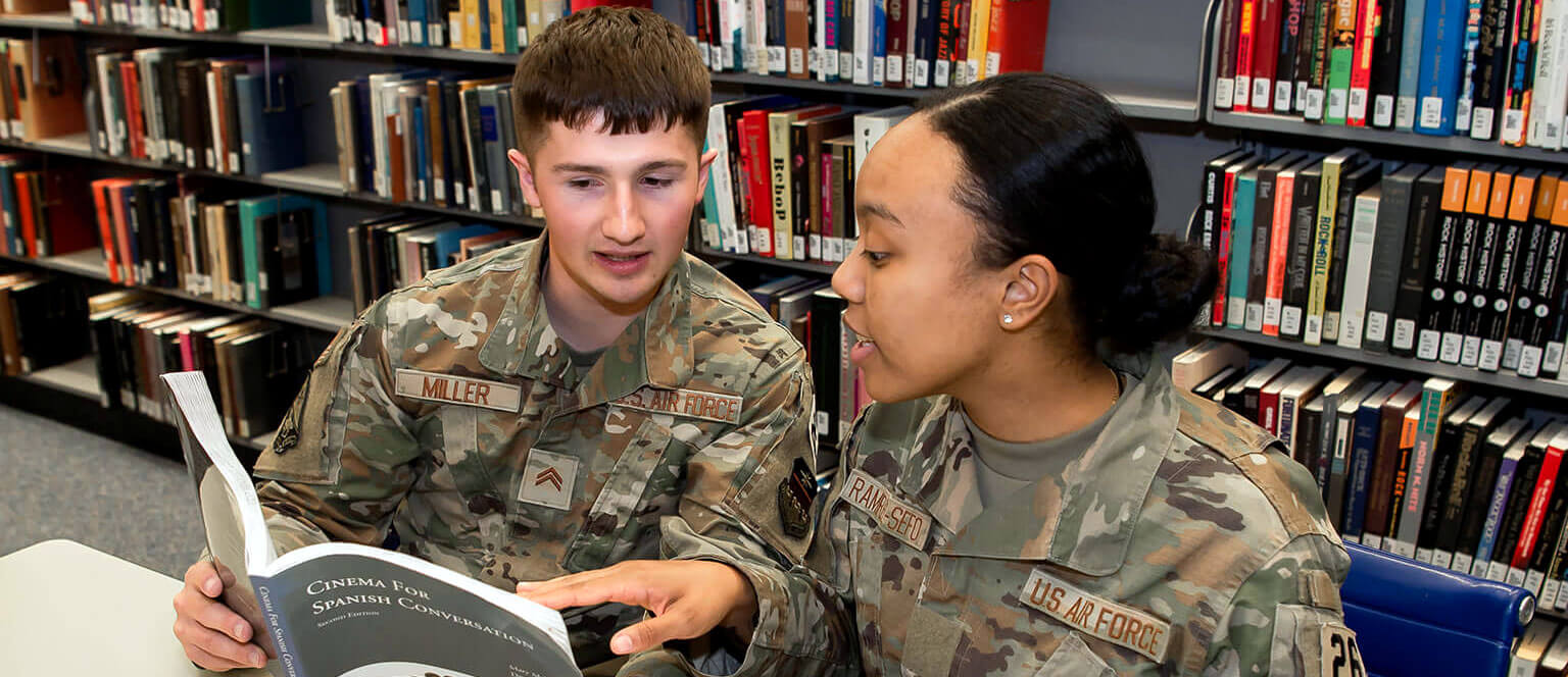 Cadets in library