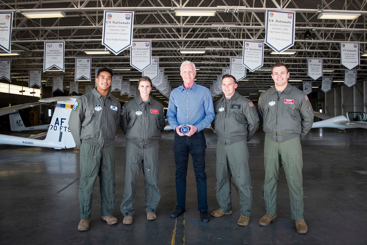 Sullenberger receives a soaring instructor patch from the 94th Flying Training Squadron (FTS)