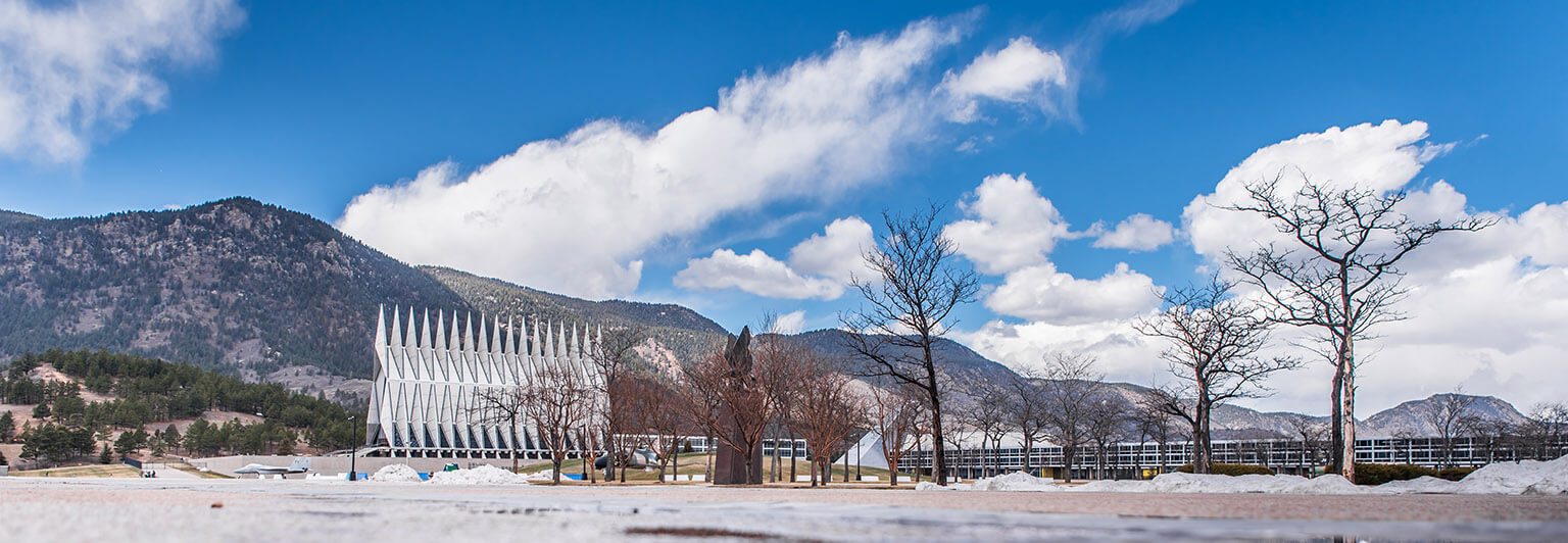 Winter view of Cadet Chapel and Terrazzo