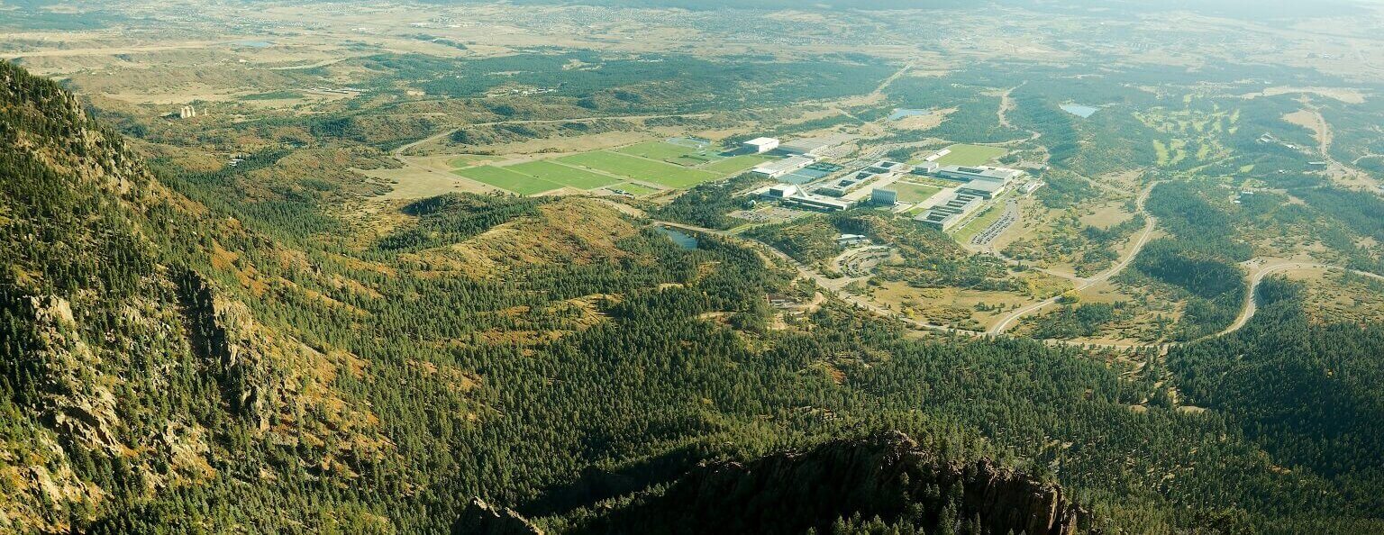 Aerial view of USAFA from Eagle Peak